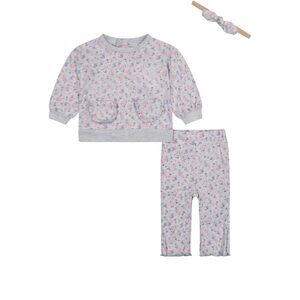 Kensie Kids Floral Set in Gray and Pink